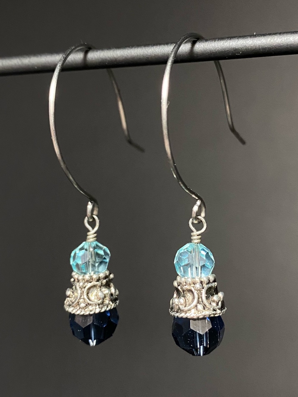 Blue Crystal Dangle Earrings